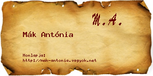 Mák Antónia névjegykártya